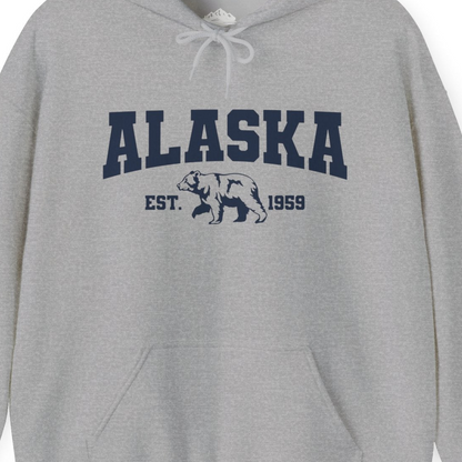 Vintage Alaska Bear Shirt Hoodie – Sport Grey – Alaska Cruise Shirts Close Up