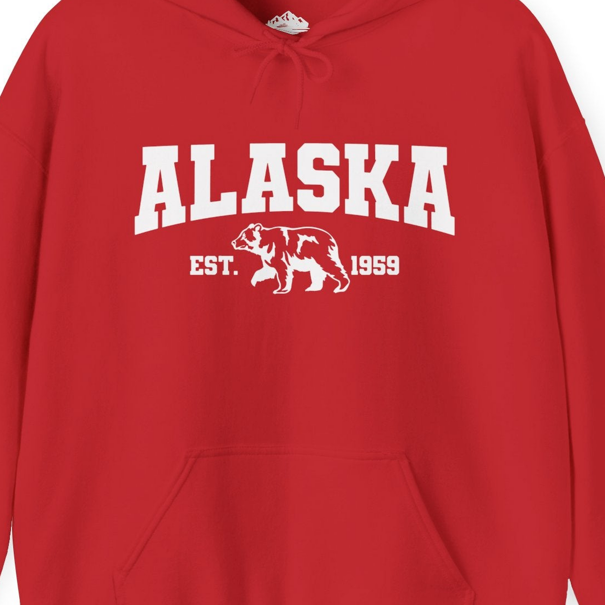 Vintage Alaska Bear Shirt Hoodie – Red – Alaska Cruise Shirts Close Up