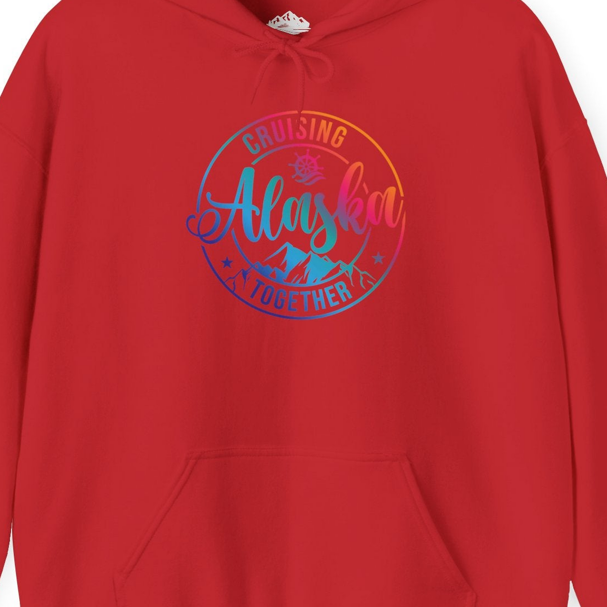 Cruising Alaska Together Shirt Hoodie – Red – Alaska Cruise Shirts Close Up