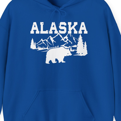 Alaska Bear Shirt Hoodie – Royal – Alaska Cruise Shirts Close Up