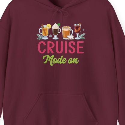 Cruise Mode On Shirt Hoodie – Maroon – Alaska Cruise Shirts Close Up