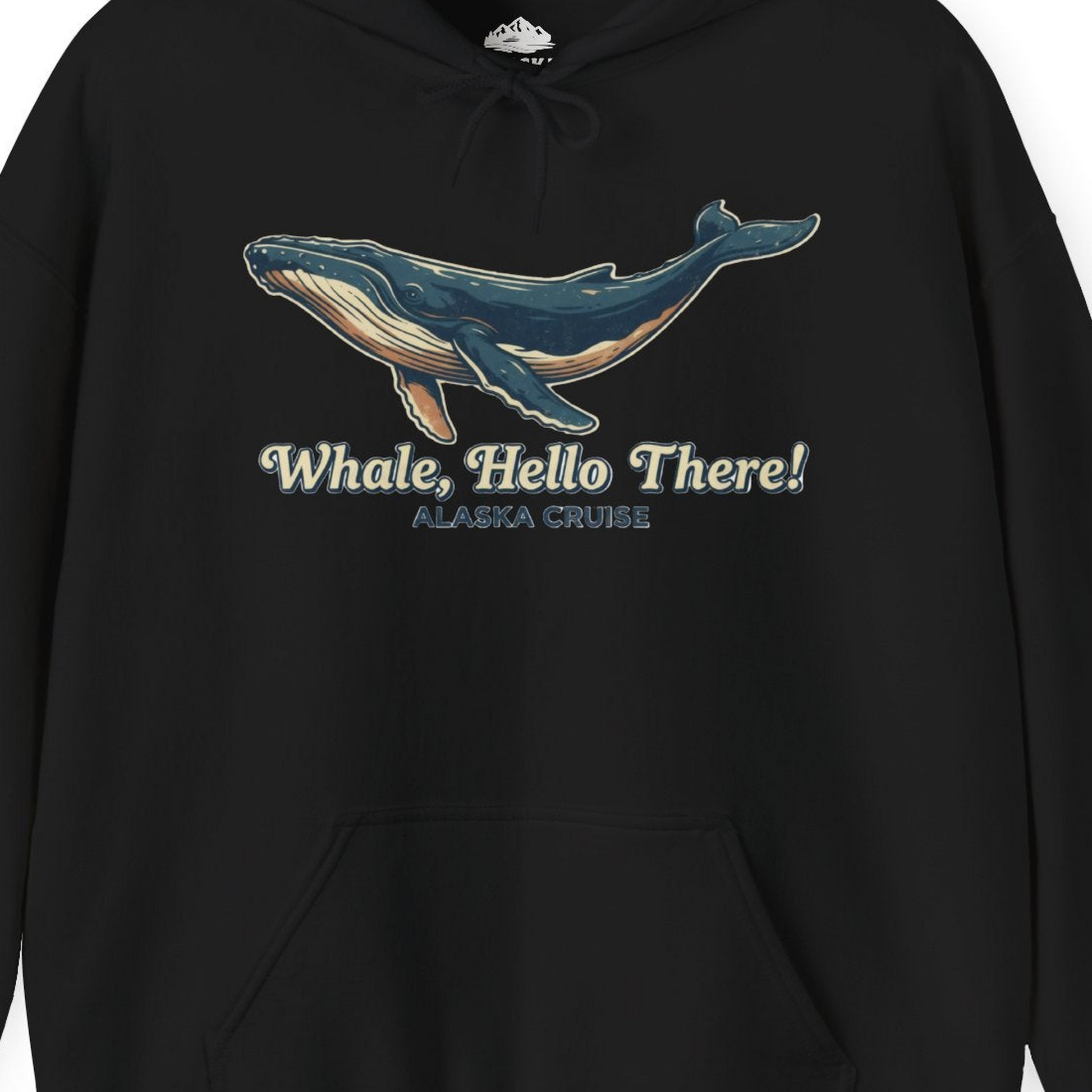 Whale Hello There Alaska Cruise Shirt Hoodie – Black – Alaska Cruise Shirts Close Up