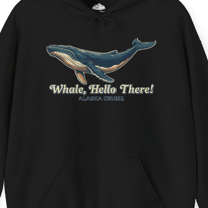 Whale Hello There Alaska Cruise Shirt Hoodie – Black – Alaska Cruise Shirts Close Up