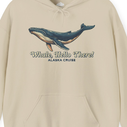 Whale Hello There Alaska Cruise Shirt Hoodie – Sand – Alaska Cruise Shirts Close Up