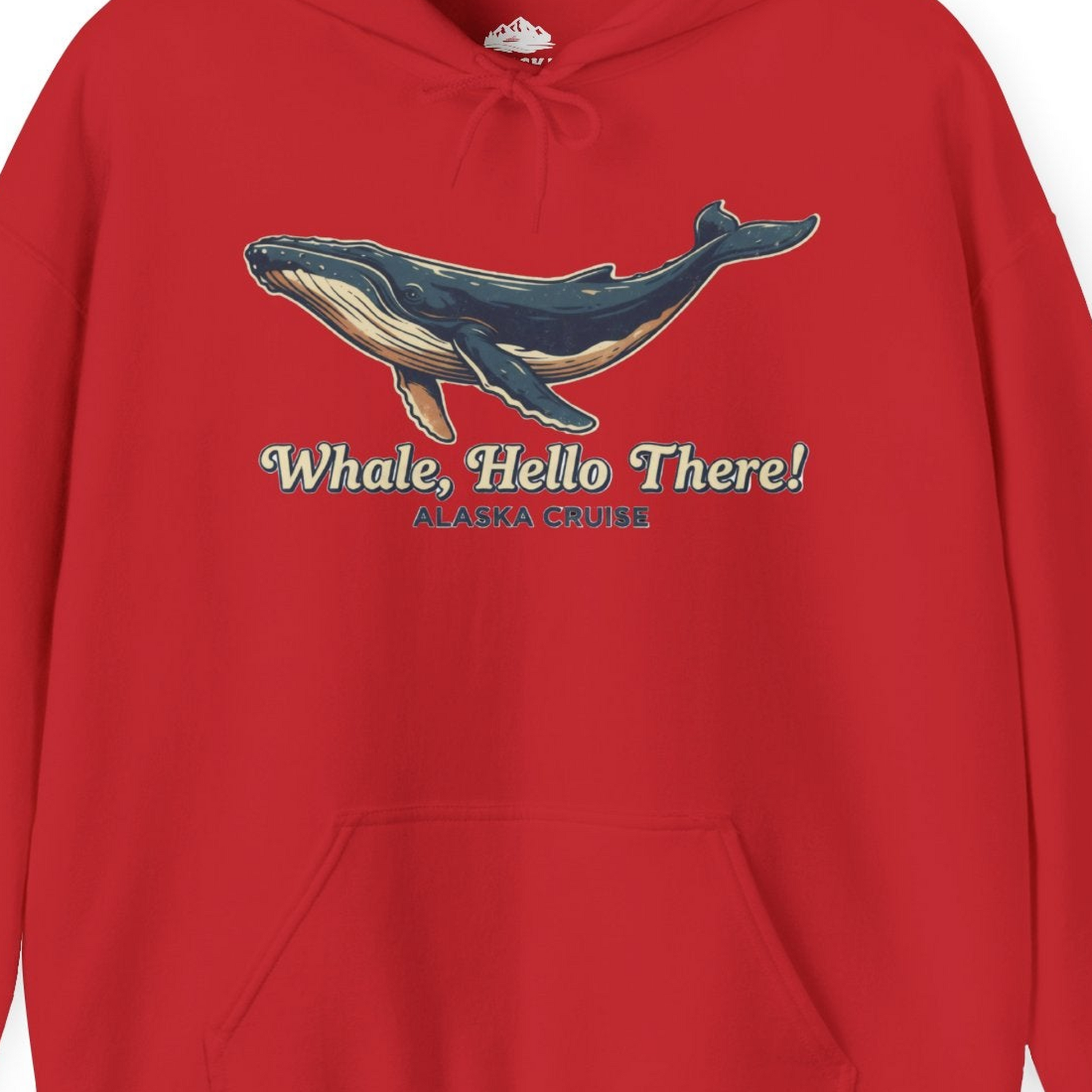 Whale Hello There Alaska Cruise Shirt Hoodie – Red – Alaska Cruise Shirts Close Up