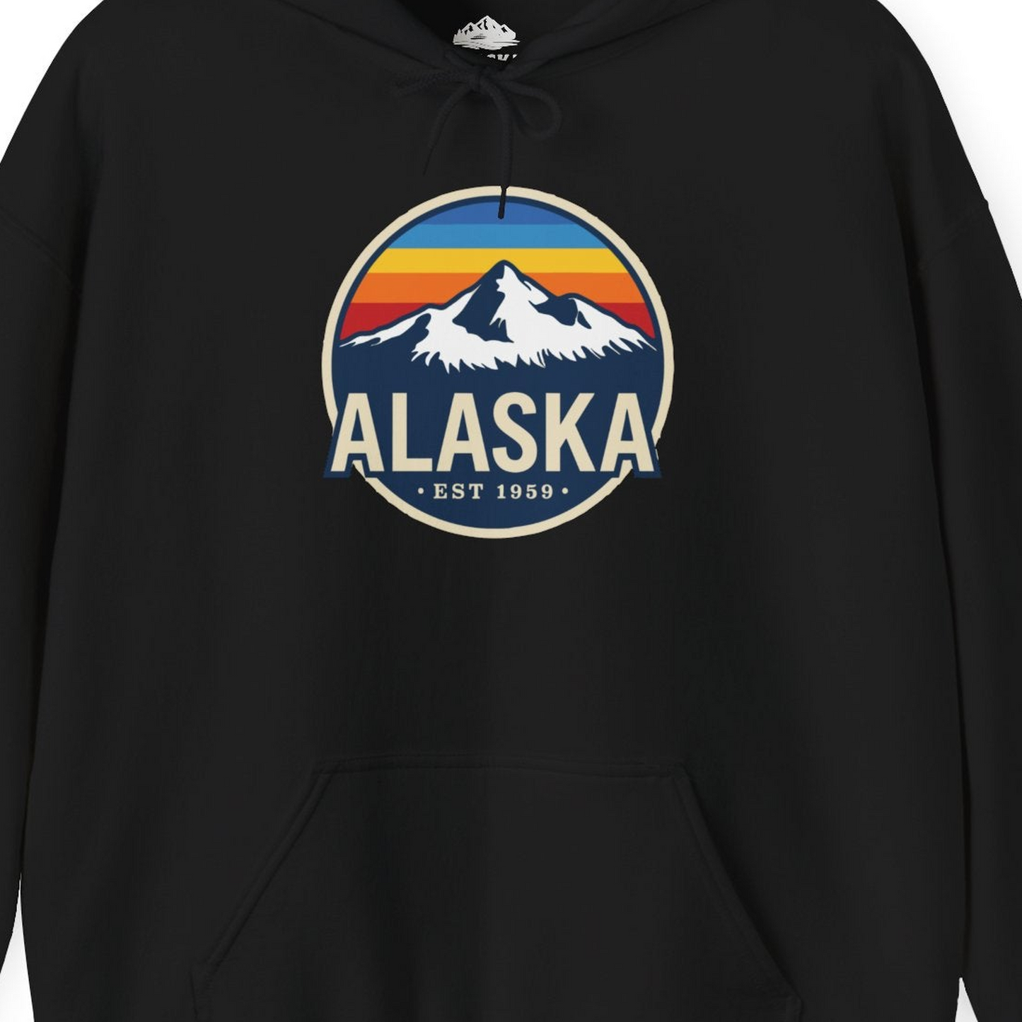 Alaska Vintage Shirt Hoodie – Black – Alaska Cruise Shirts Close Up