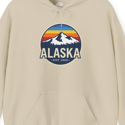 Alaska Vintage Shirt Hoodie – Sand – Alaska Cruise Shirts Close Up
