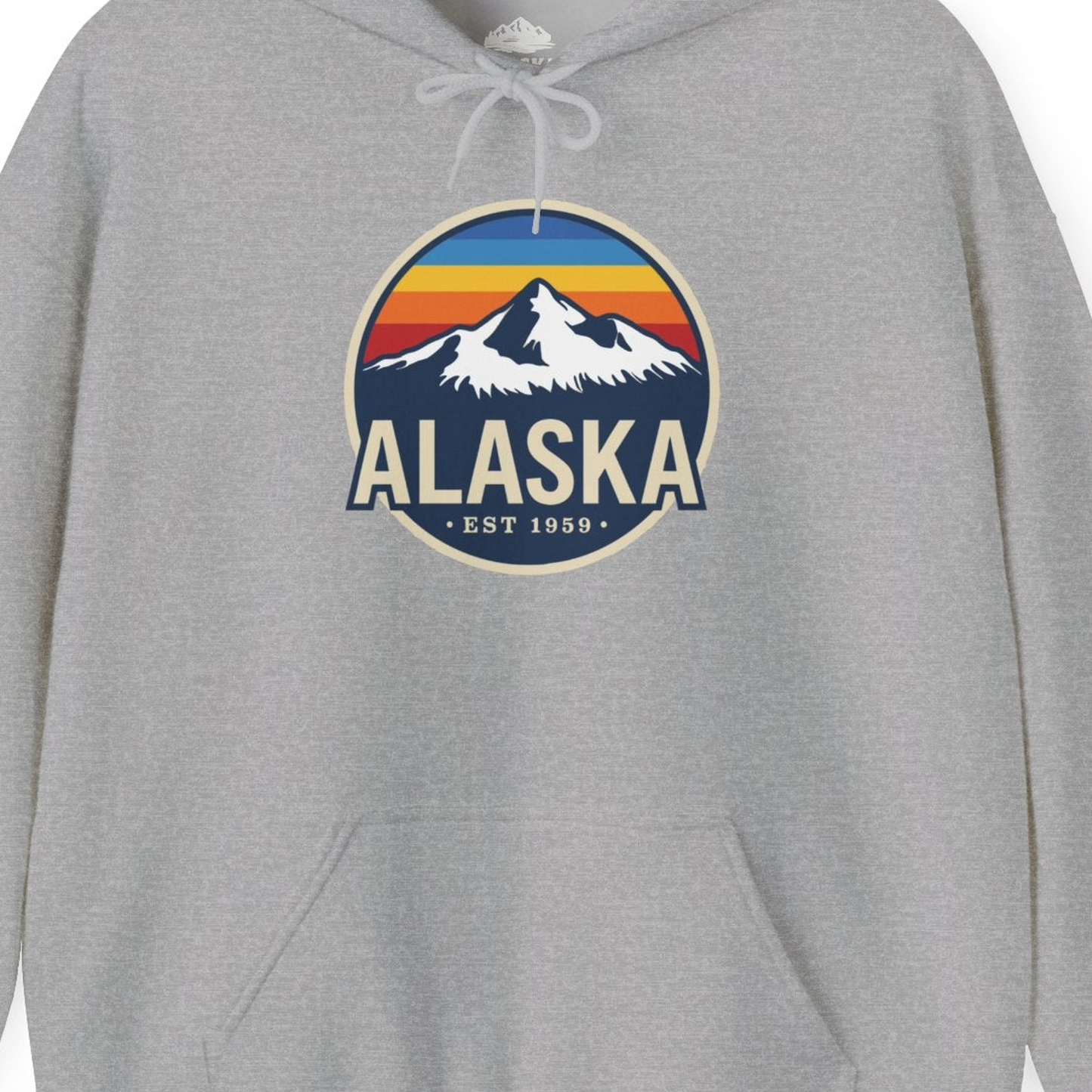 Alaska Vintage Shirt Hoodie – Sport Grey – Alaska Cruise Shirts Close Up