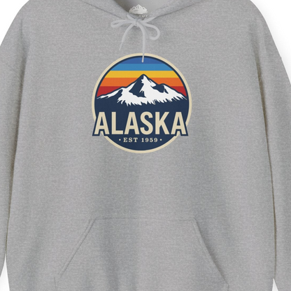 Alaska Vintage Shirt Hoodie – Sport Grey – Alaska Cruise Shirts Close Up