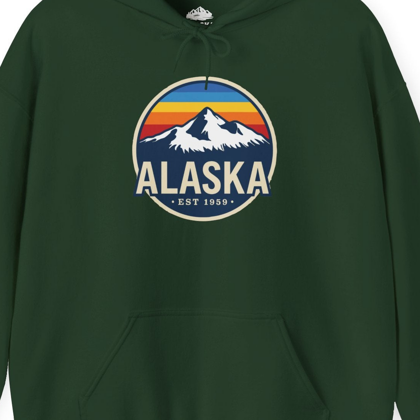 Alaska Vintage Shirt Hoodie – Forest Green – Alaska Cruise Shirts Close Up
