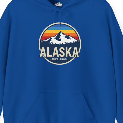 Alaska Vintage Shirt Hoodie – Royal – Alaska Cruise Shirts Close Up