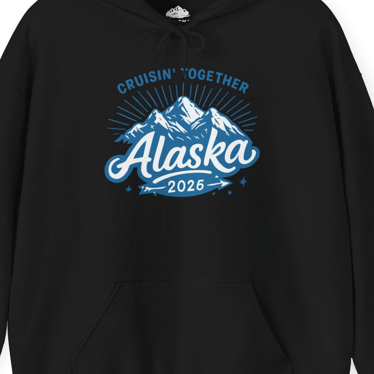 Alaska Cruise Mountains Adventure Shirt Hoodie – Black – Alaska Cruise Shirts Close Up
