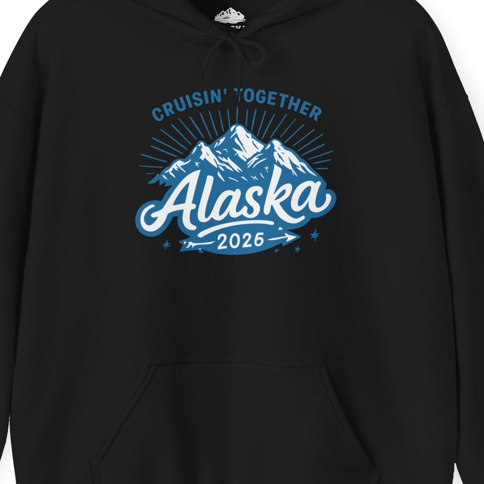 Alaska Cruise Mountains Adventure Shirt Hoodie – Black – Alaska Cruise Shirts Close Up