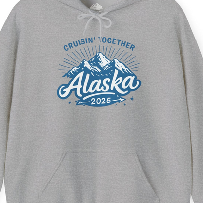 Alaska Cruise Mountains Adventure Shirt Hoodie – Sport Grey – Alaska Cruise Shirts Close Up