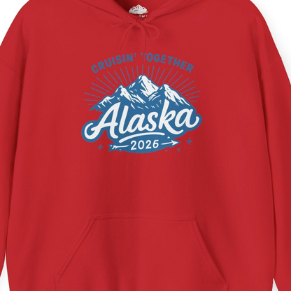 Alaska Cruise Mountains Adventure Shirt Hoodie – Red – Alaska Cruise Shirts Close Up