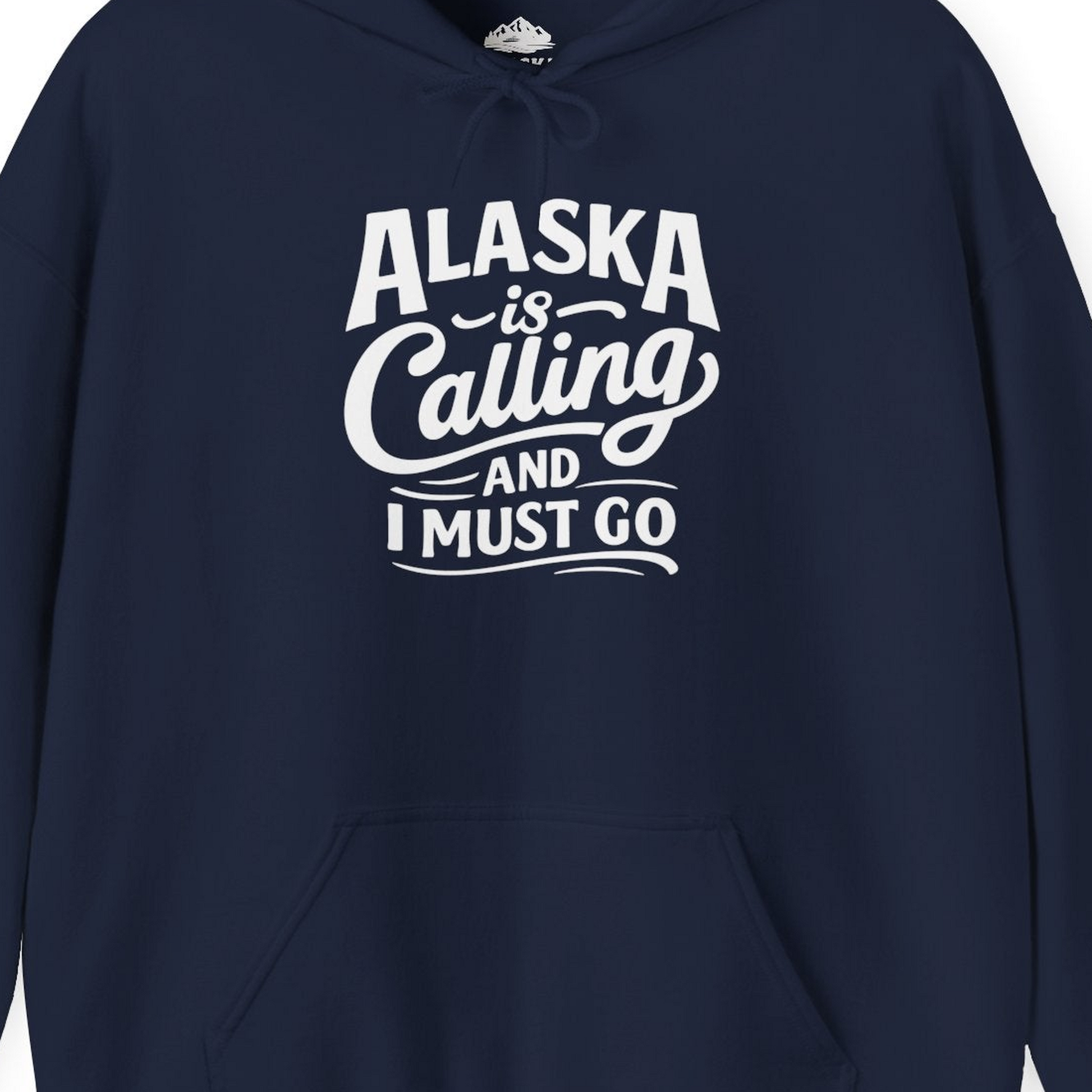 Alaska Is Calling Adventure Typography hoodie Hoodie – Navy – Alaska Cruise Shirts Close Up
