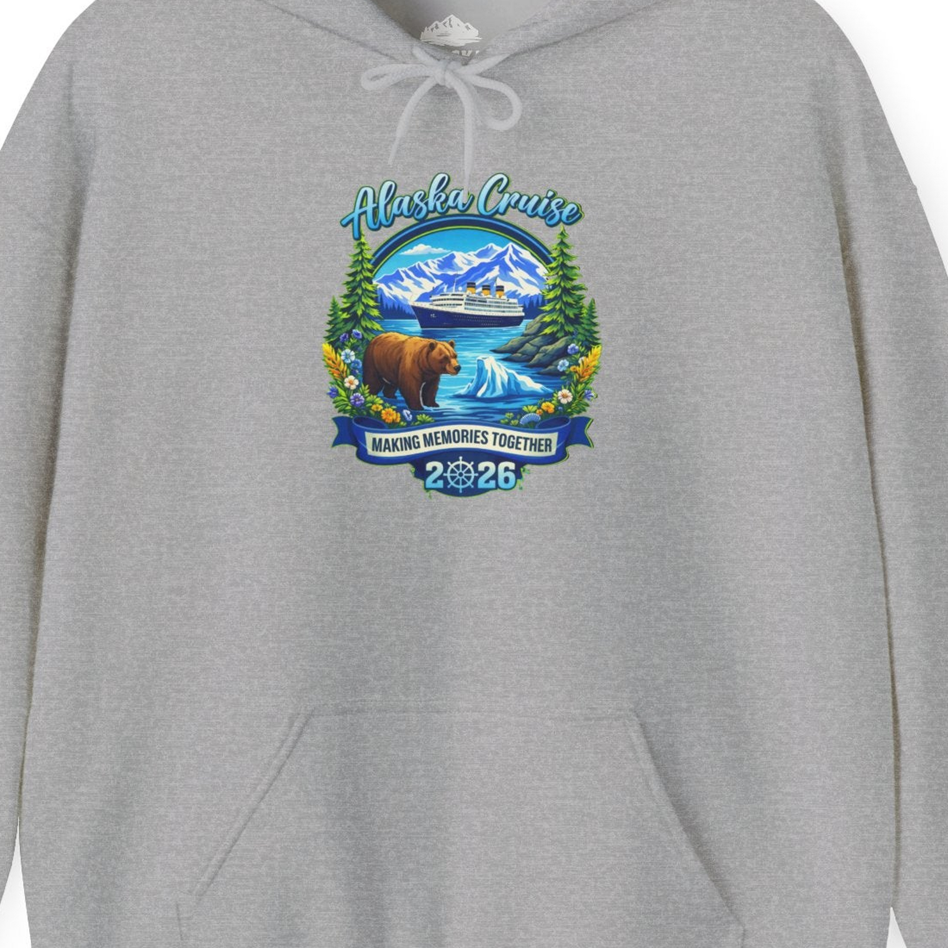 Alaska Cruise 2026 Family hoodie Hoodie – Sport Grey – Alaska Cruise Shirts Close Up