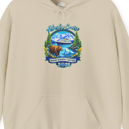 Alaska Cruise 2026 Family hoodie Hoodie – Sand – Alaska Cruise Shirts Close Up