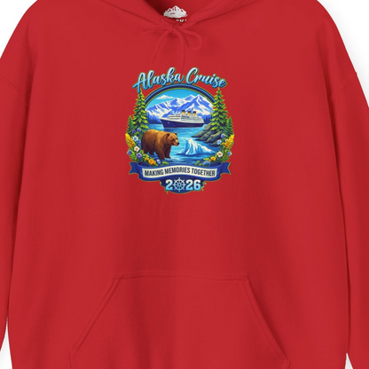 Alaska Cruise 2026 Family hoodie Hoodie – Red – Alaska Cruise Shirts Close Up