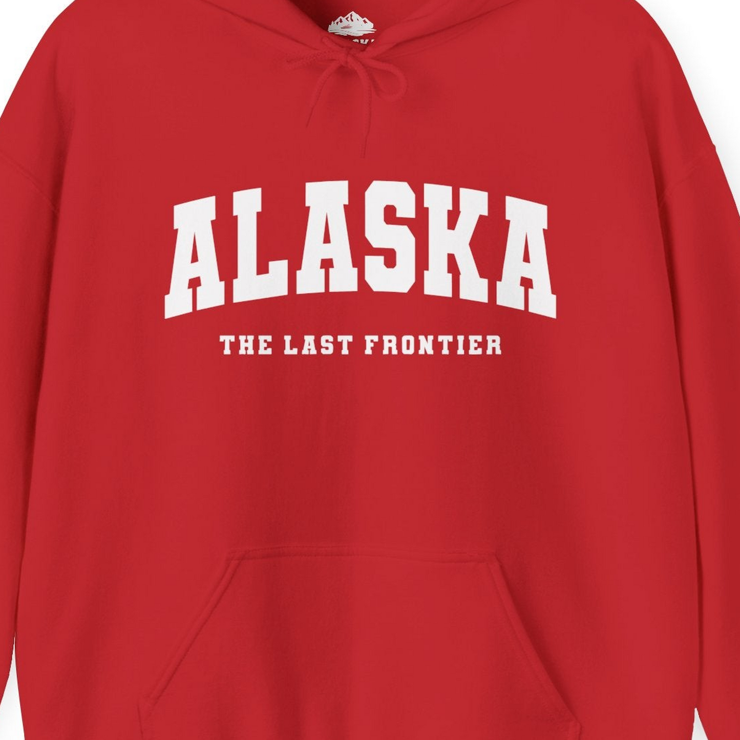 Alaska The Last Frontier Bold Collegiate Vintage State Pride Shirt — Hoodie Hoodie – Red – Alaska Cruise Shirts Close Up