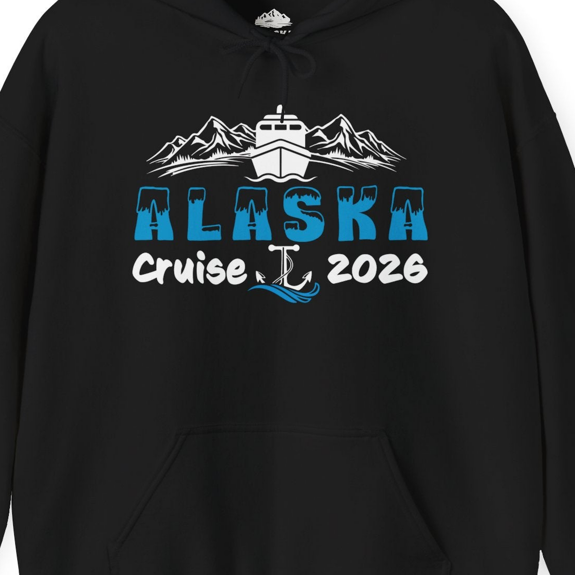 Alaska Cruise 2026 Shirt Hoodie – Black – Alaska Cruise Shirts Close Up