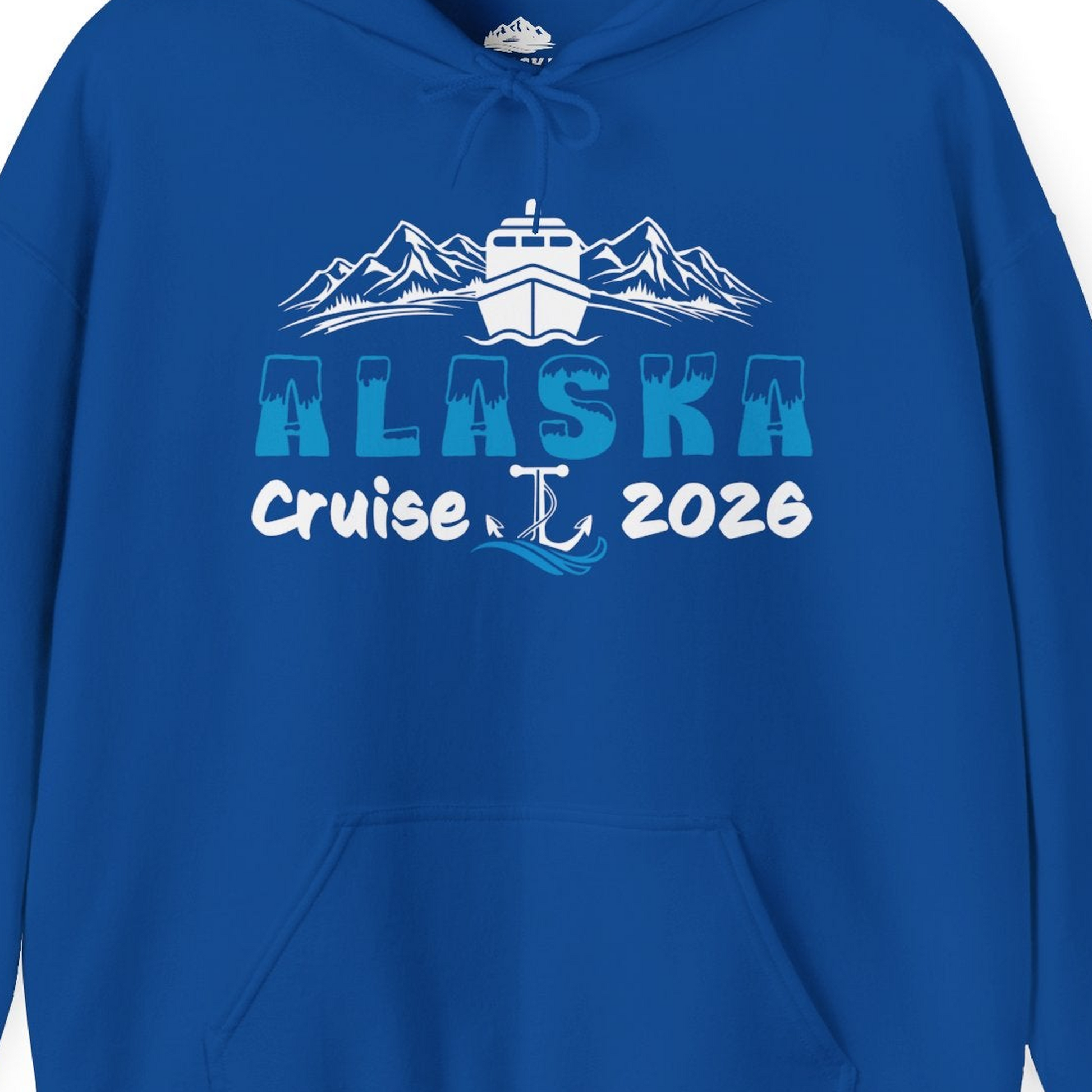Alaska Cruise 2026 Shirt Hoodie – Royal – Alaska Cruise Shirts Close Up