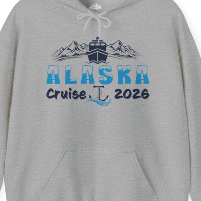 Alaska Cruise 2026 Shirt Hoodie – Sport Grey – Alaska Cruise Shirts Close Up