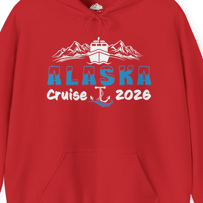 Alaska Cruise 2026 Shirt Hoodie – Red – Alaska Cruise Shirts Close Up