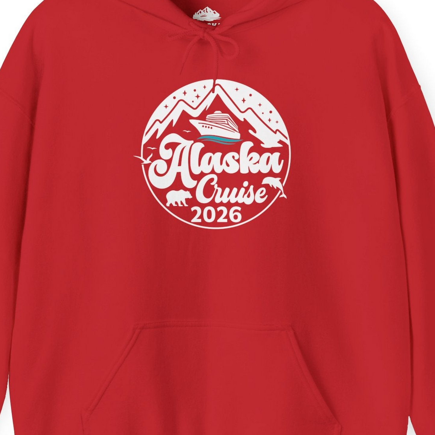 Alaska Cruise 2026 Shirt Hoodie – Red – Alaska Cruise Shirts Close Up