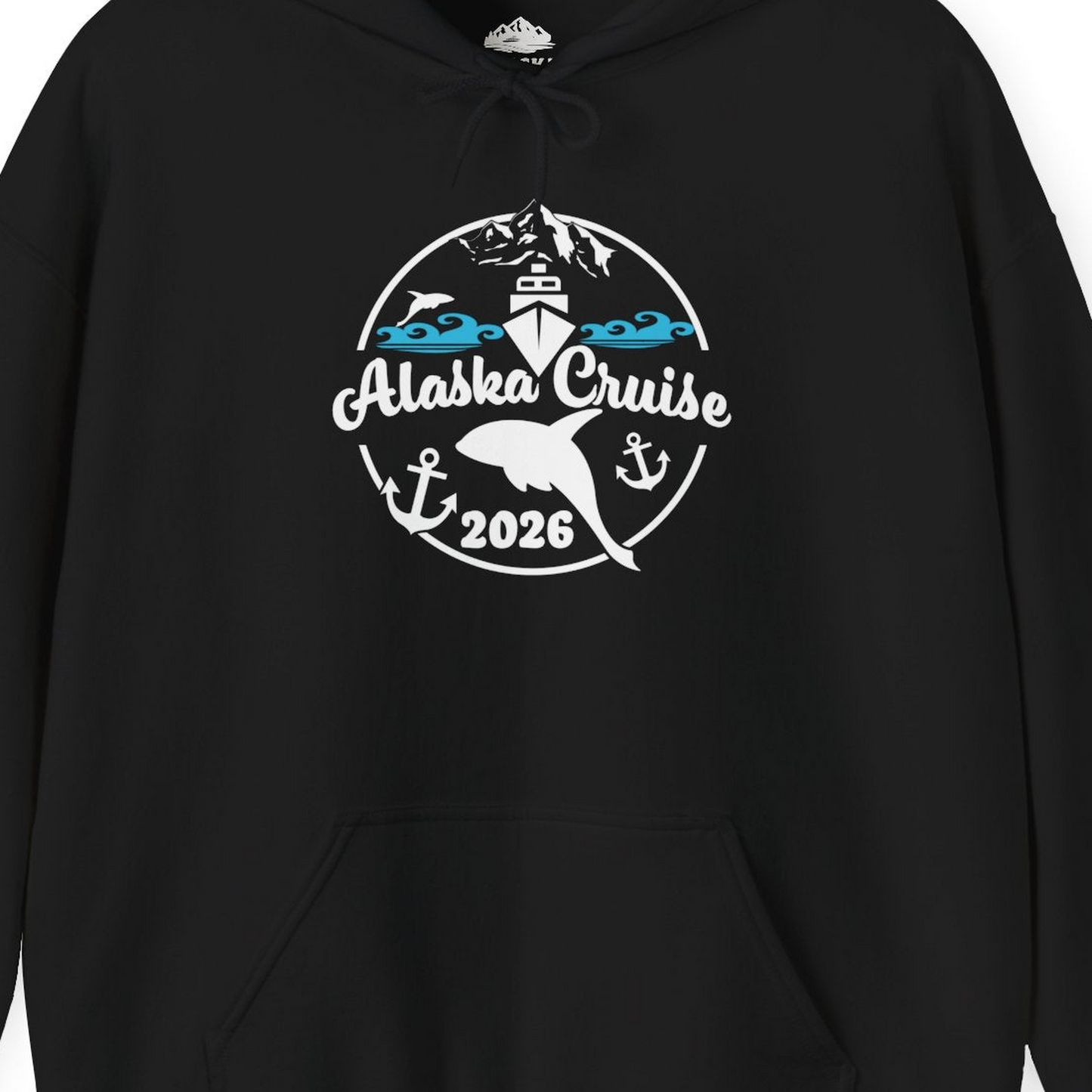 Alaska Cruise 2026 Shirt Hoodie – Black – Alaska Cruise Shirts Close Up