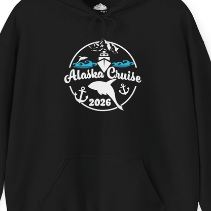 Alaska Cruise 2026 Shirt Hoodie – Black – Alaska Cruise Shirts Close Up