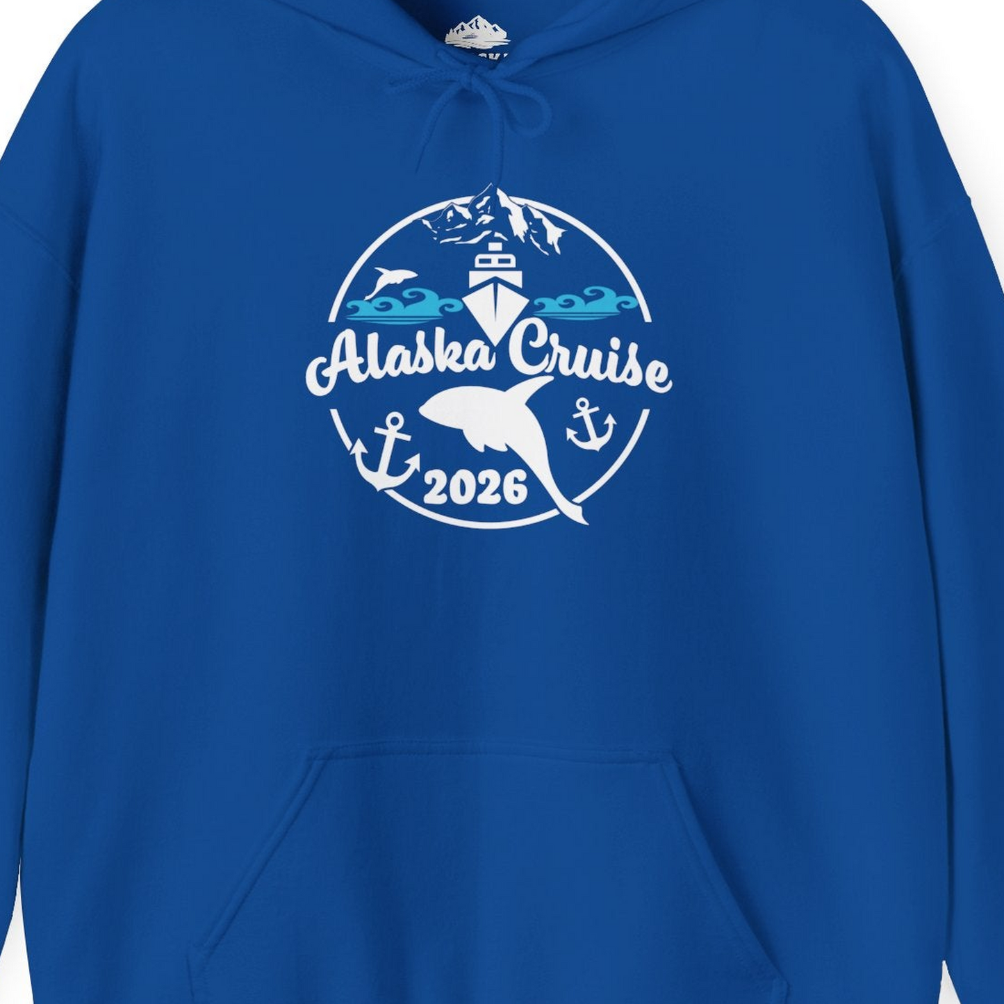 Alaska Cruise 2026 Shirt Hoodie – Royal – Alaska Cruise Shirts Close Up