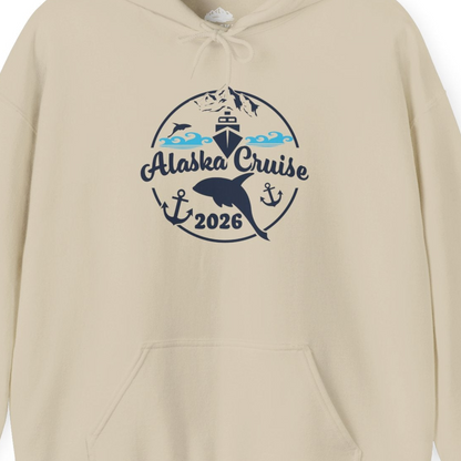 Alaska Cruise 2026 Shirt Hoodie – Sand – Alaska Cruise Shirts Close Up