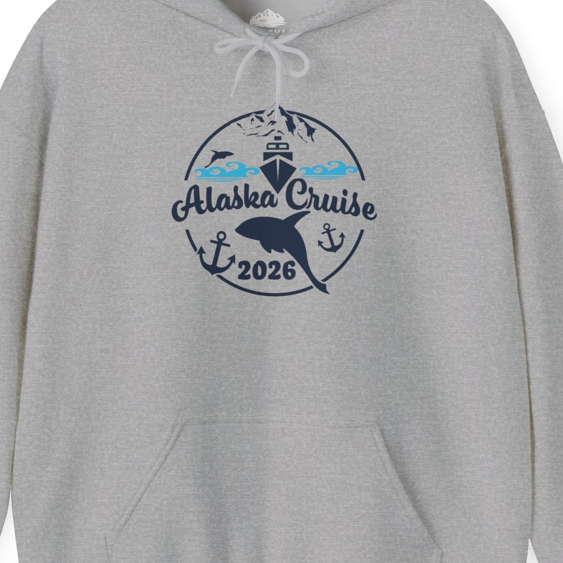 Alaska Cruise 2026 Shirt Hoodie – Sport Grey – Alaska Cruise Shirts Close Up