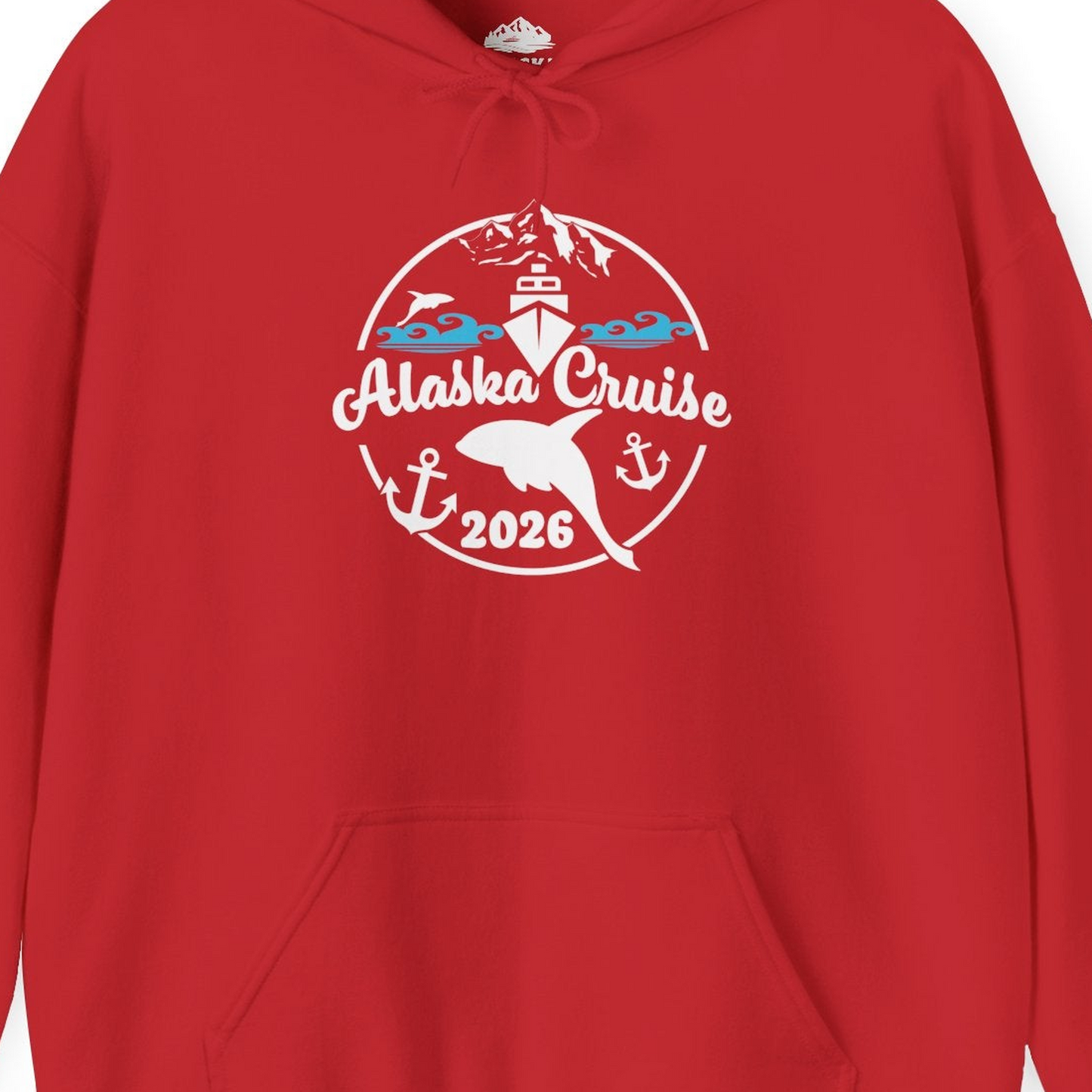 Alaska Cruise 2026 Shirt Hoodie – Red – Alaska Cruise Shirts Close Up