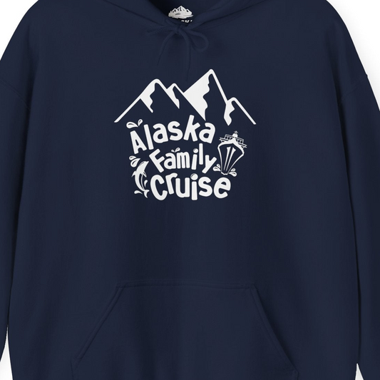 Alaska Family Cruise Adventure Shirt Hoodie – Navy – Alaska Cruise Shirts Close Up