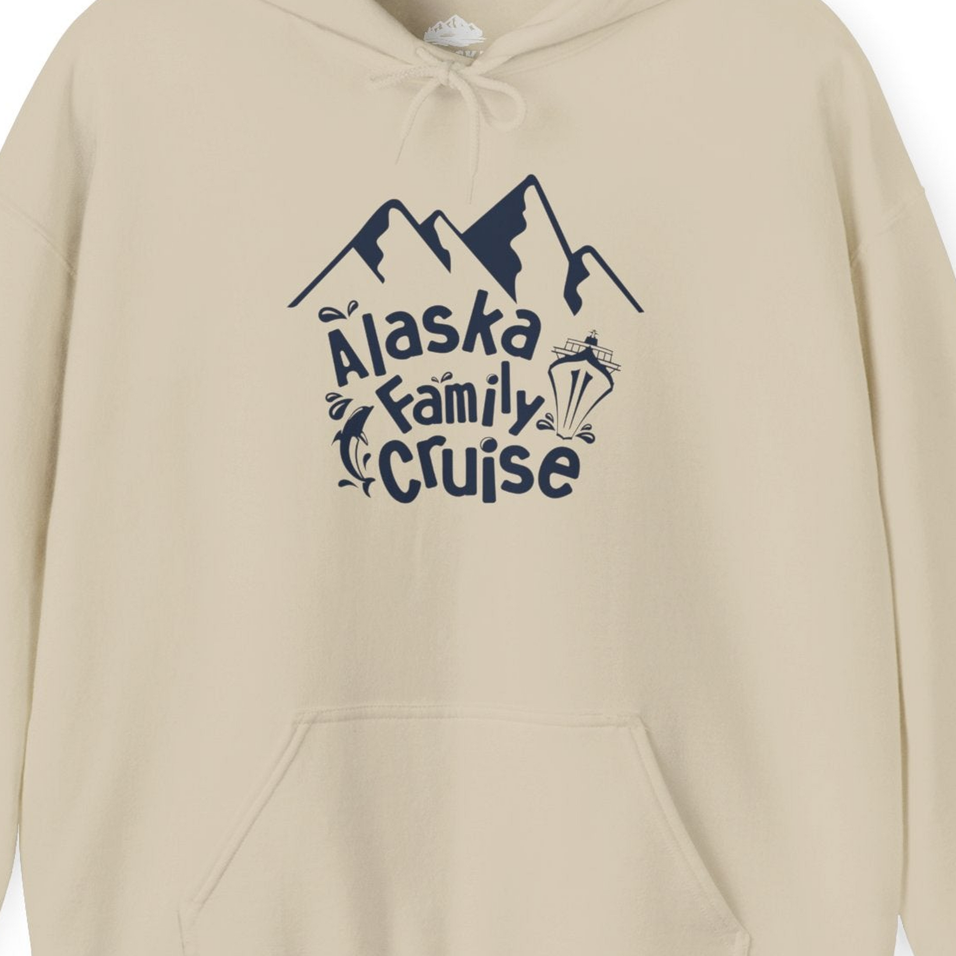 Alaska Family Cruise Adventure Shirt Hoodie – Sand – Alaska Cruise Shirts Close Up