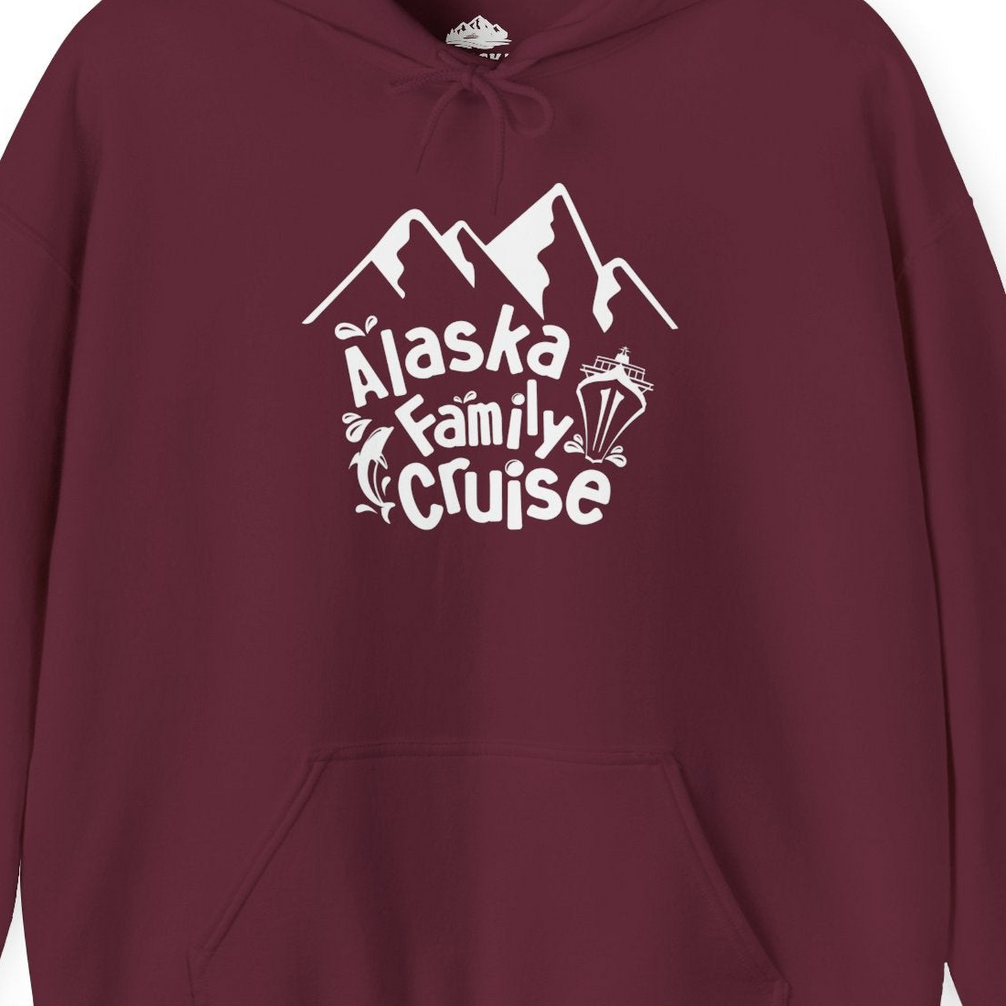 Alaska Family Cruise Adventure Shirt Hoodie – Maroon – Alaska Cruise Shirts Close Up