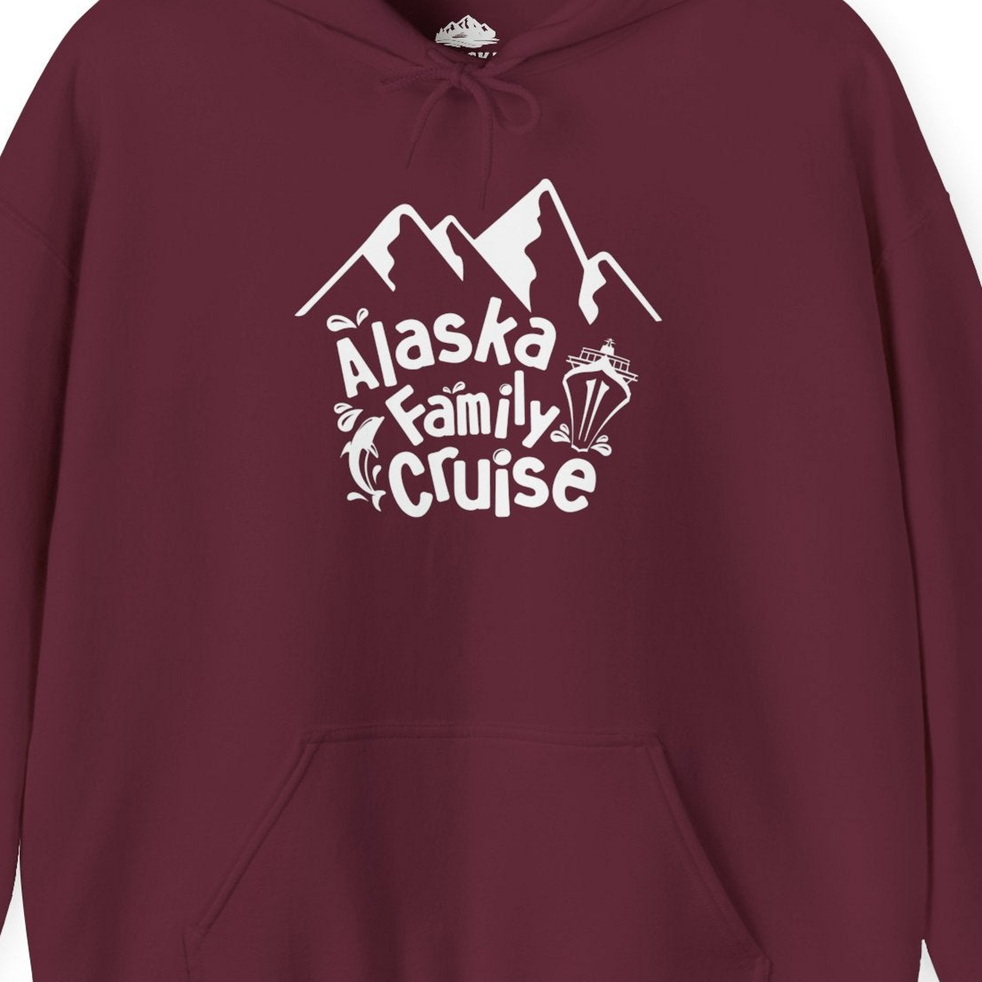 Alaska Family Cruise Adventure Shirt Hoodie – Maroon – Alaska Cruise Shirts Close Up