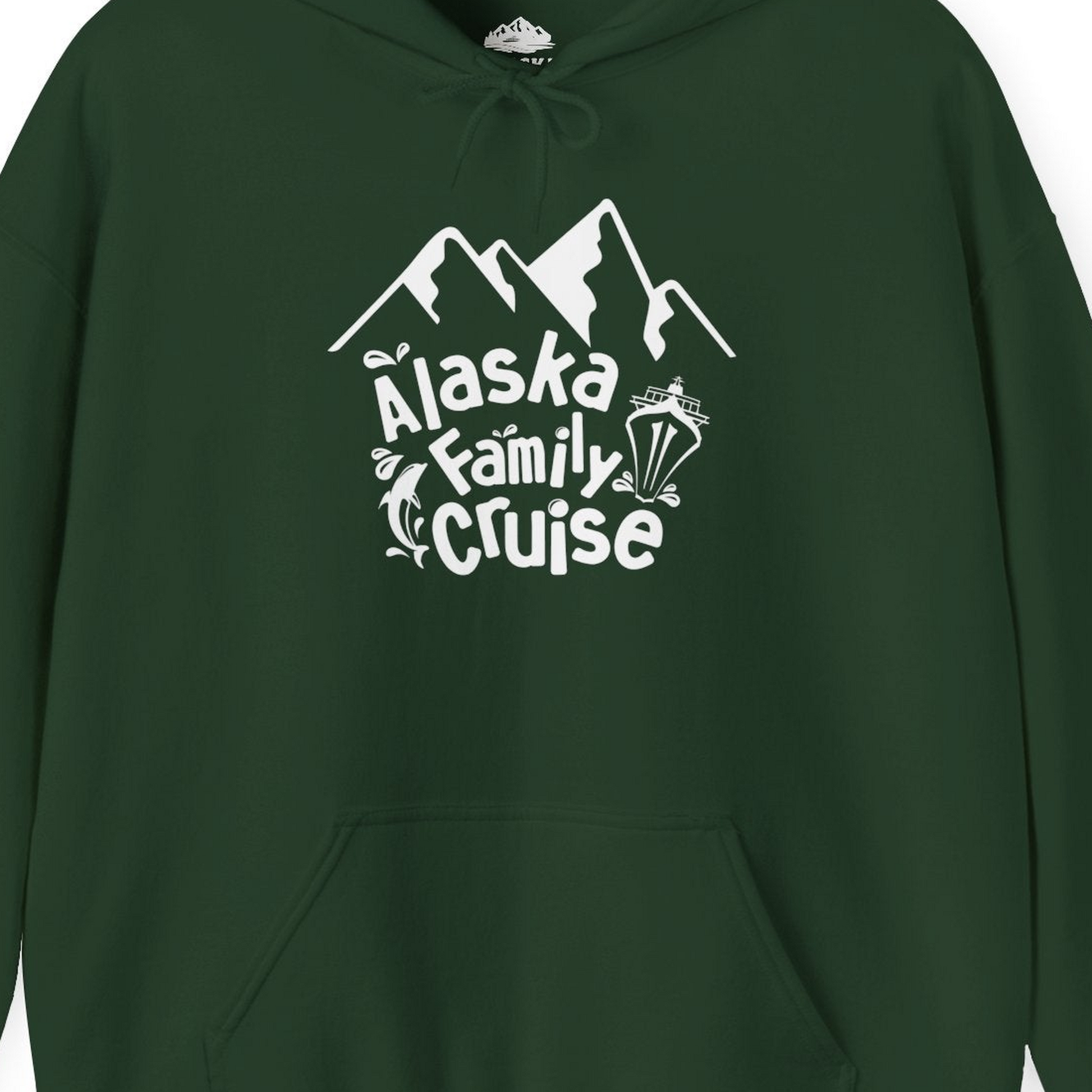 Alaska Family Cruise Adventure Shirt Hoodie – Forest Green – Alaska Cruise Shirts Close Up