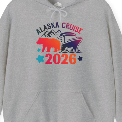 Alaska Cruise 2026 Shirt Hoodie – Sport Grey – Alaska Cruise Shirts Close Up