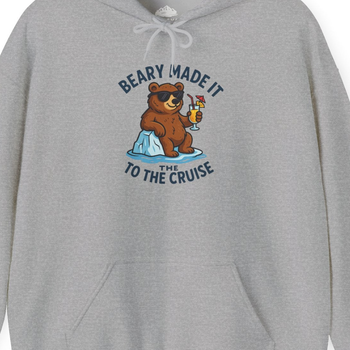 Funny Cruise Bear Shirt Hoodie – Sport Grey – Alaska Cruise Shirts Close Up