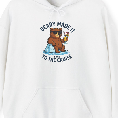 Funny Cruise Bear Shirt Hoodie – White – Alaska Cruise Shirts Close Up