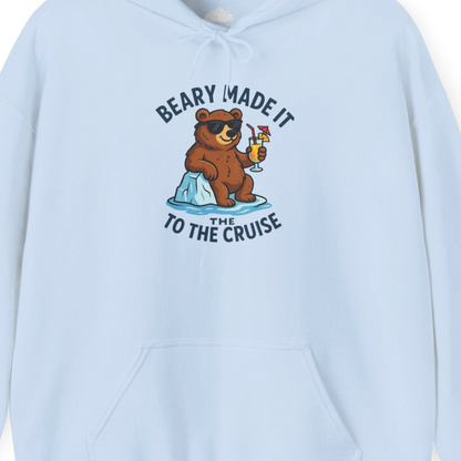 Funny Cruise Bear Shirt Hoodie – Light Blue – Alaska Cruise Shirts Close Up