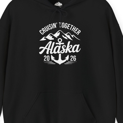 Alaska Cruise Shirt Hoodie – Black – Alaska Cruise Shirts Close Up