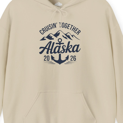 Alaska Cruise Shirt Hoodie – Sand – Alaska Cruise Shirts Close Up