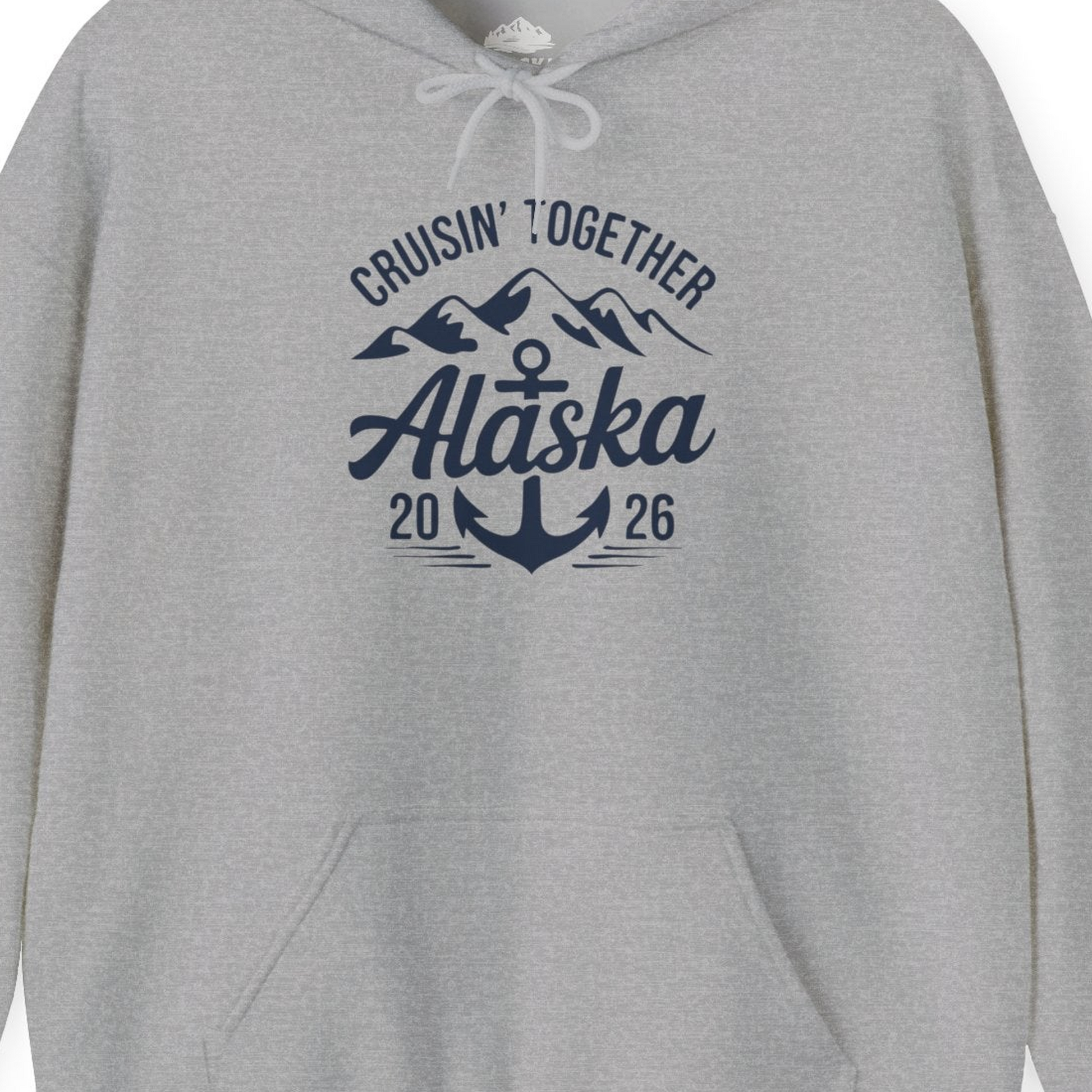 Alaska Cruise Shirt Hoodie – Sport Grey – Alaska Cruise Shirts Close Up