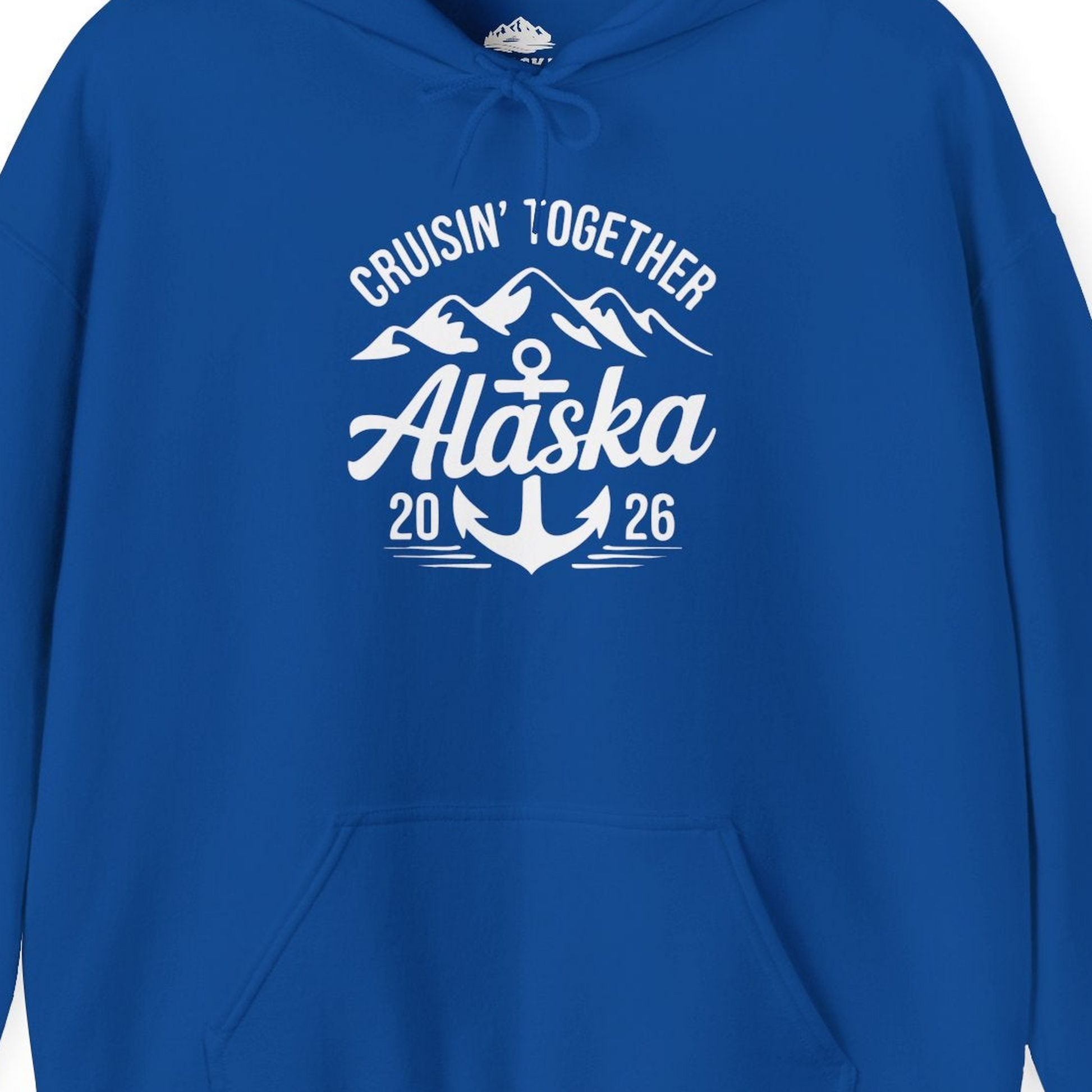 Alaska Cruise Shirt Hoodie – Royal – Alaska Cruise Shirts Close Up
