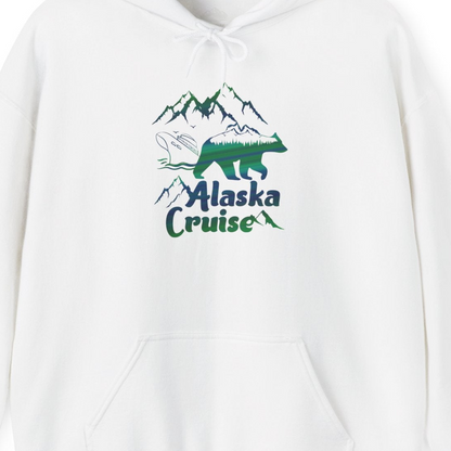 Alaska Cruise Bear Mountains Silhouette Shirt Hoodie – White – Alaska Cruise Shirts Close Up