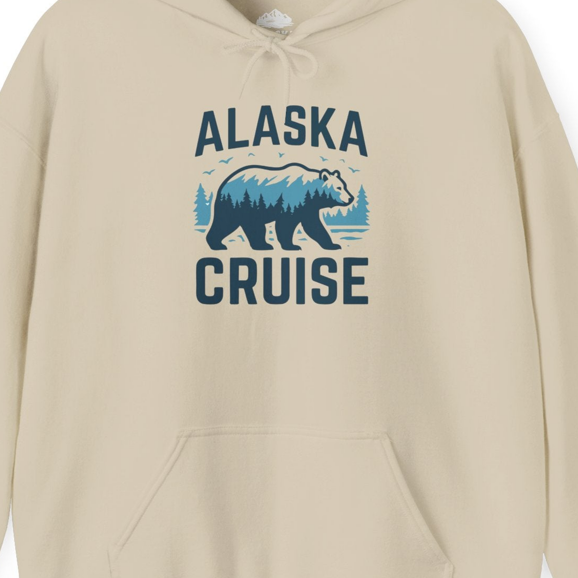 Alaska Cruise Shirt Bear Silhouette Forest Wildlife Nature Tee — Hoodie Hoodie – Sand – Alaska Cruise Shirts Close Up